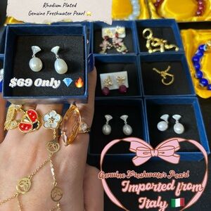 925 Sterling Silver Freshwater Pearl Earrings from Italy✨ | Rhodium Plated